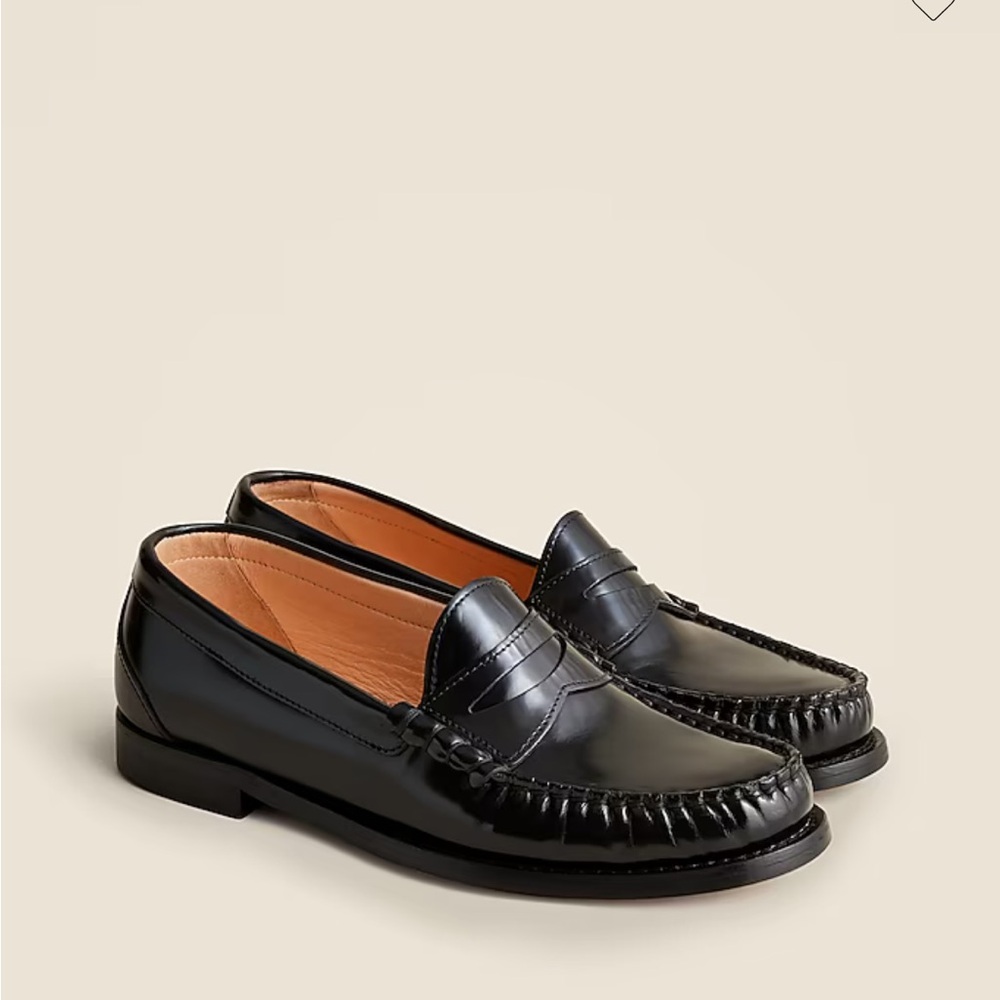 J. Crew Black Leather Penny Loafers Slip-On